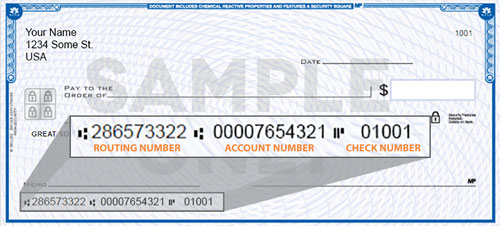 Check Routing and Account Number Location